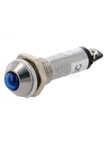Spia BLU LED 12Vdc Foro 8,2mm IP40 per saldatura