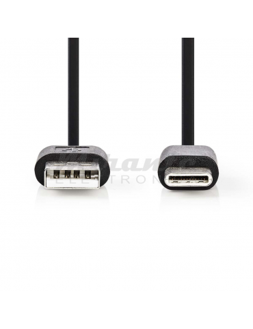 Nedis - Cavo USB da maschio USB Type C a USB-A 2.0 Blister, 1 metro, colore nero