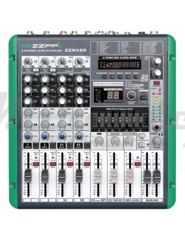 ZZIPP ZZMX6R Mixer 6 Canali con Recording Karaoke DJ