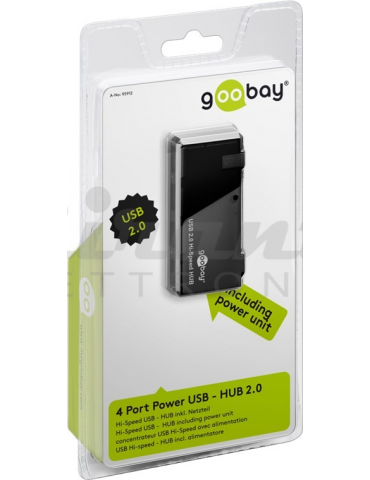 Goobay 4 porte HUB USB 2.0 ad alta velocità + Alimentatore
