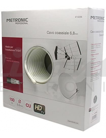 Metronic 414226 Cavo Antenna Coassiale classe A, 100 metri, Bianco