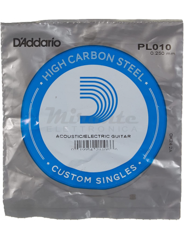 d'Addario PL010 Corda Singola 10 Elettrica-Acustica Plain Steel
