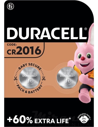 Duracell - 2016, Batteria Bottone al litio 3V, confezione da 2